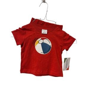 Petit Lem Mini Threads Baby Boys Girls Red Soccer Ball Outfit Set 3m